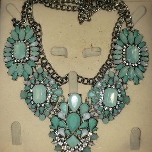 Turquoise Color Statement  Necklace 22"